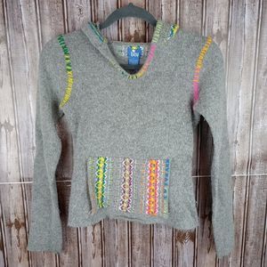 Lilu Sweater Gray Girls Small Embroidered Wool Blend Hooded Hoodie Pullover